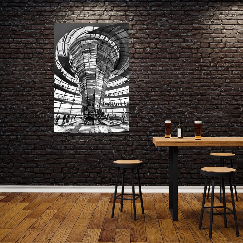 Dôme en spirale intérieur, architecture géométrique abstraite contemporaine, impression d'art mural urbain, H 60 po x l 40 po