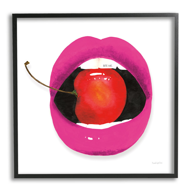 «Biting Cherry Lips» par Mercedes Lopez Charro, reproduction sur panneau de fibres à densité moyenne