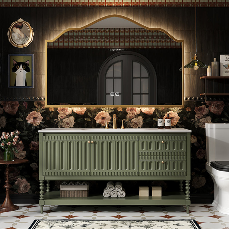 Bathroom cabinet American retro style, Green, 32.28" H x 47.24" W x 21.65" D