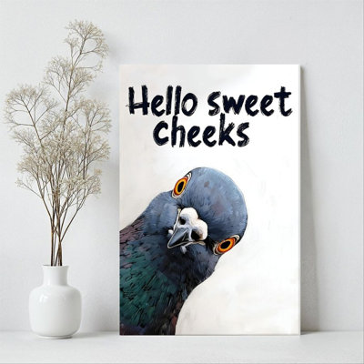 1Pc Framed Canvas Poster Print Pigeon Portrait, Orange Eye Ring, Realistic Hand-Drawn Style Wall Art Decor, Perfect for Room Decor Living Room Bedroom Office Kitchen Bathroom Home Decor, Ideal Home Wall Decoration Gift, 2D Flat