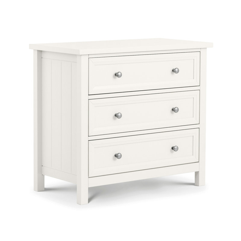 Maine 3 Drawer Wide Chest In  For Bedroom, Hallway And Living Room, White