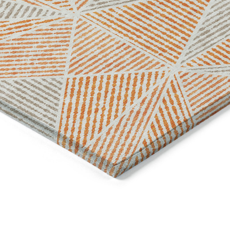 Tapis intérieur lavable à motif géométrique 3 pi x 5 pi gris