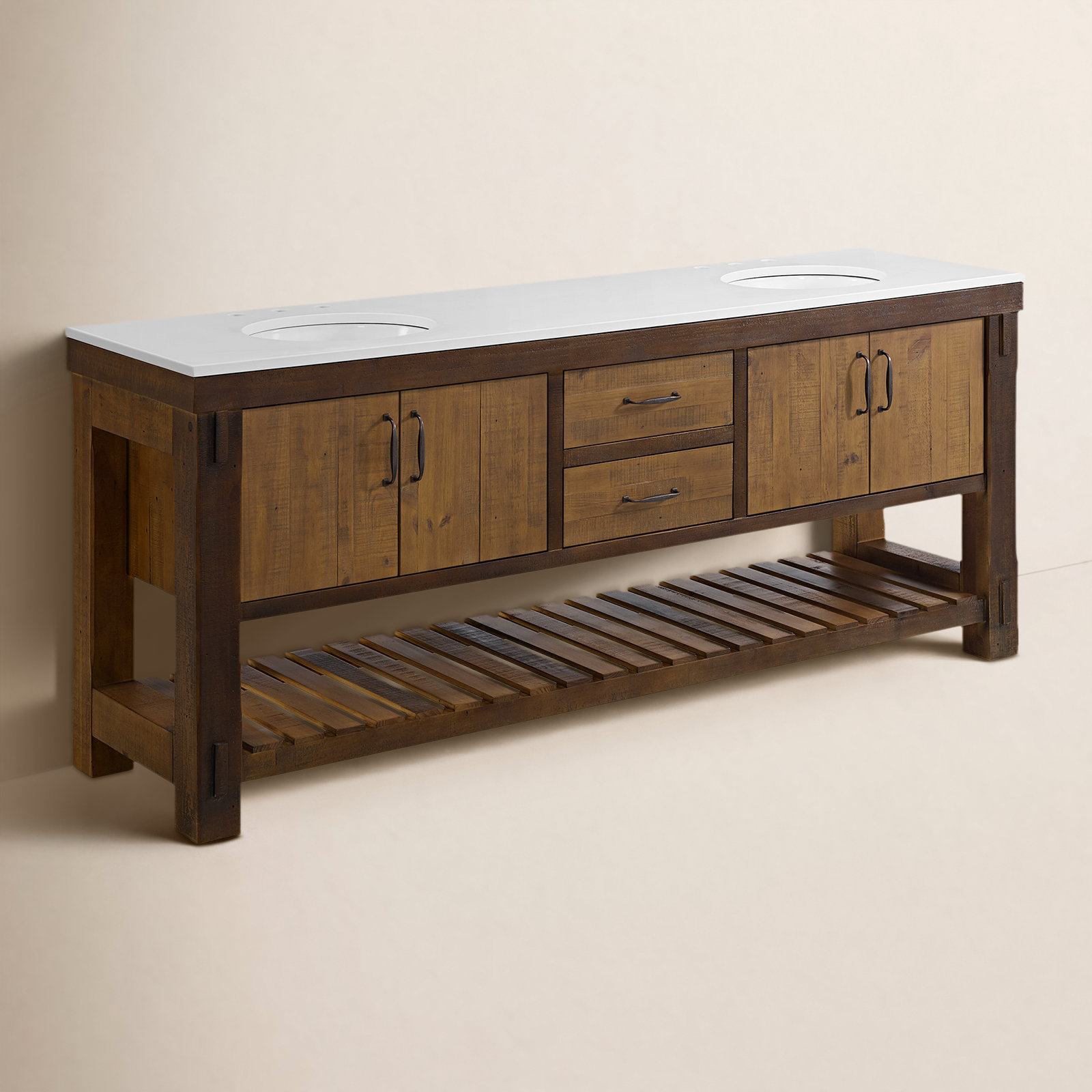 Bromley 84" Pine Double Bathroom Vanity