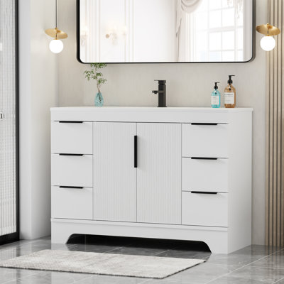 Ensemble de meuble-lavabo simple 48 po avec comptoir en résine Skeen, robinet, assemblage requis