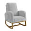 High Back Glider Rocking Chair with Ottoman, Teddy Fabric Upholstered Lounge Chair with Side Pocket Solid Wood Base for Nursery Living Room, Easy Assembly, Light Grey