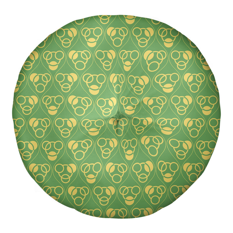 Coussin de sol classique à motif de cercles et de vagues, 26 po x 26 po, Vert/jaune
