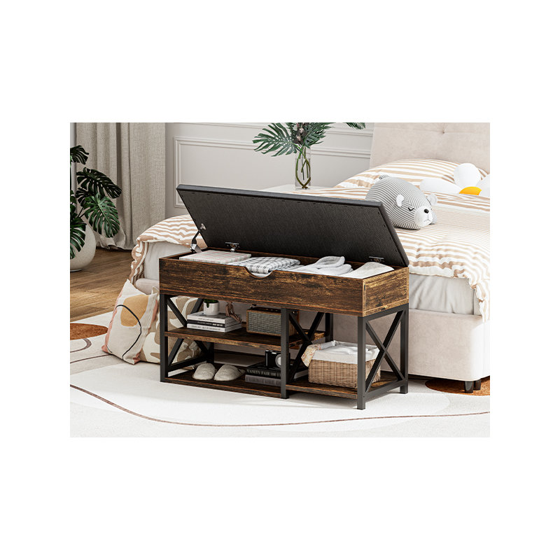 Shoe Bench With Storage, Brown/Black