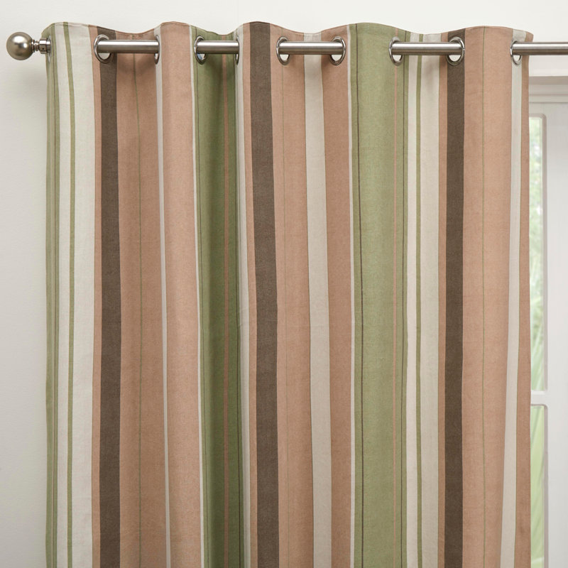Whitworth Stripe Cotton Sheer Curtain Pair, Width 168 x Drop 183 cm, Blush