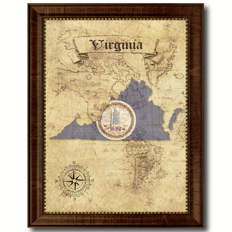 " Virginia State Vintage Map " Graphic Art Print