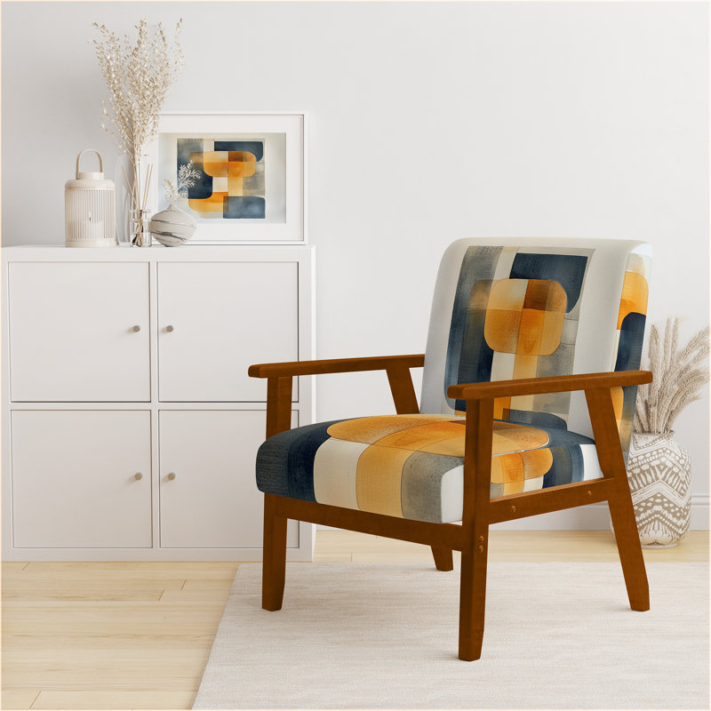 Chaise rembourrée à formes abstraites - Fauteuil Line-Dance, Brown Square Arms