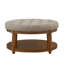 Grande table basse ronde avec repose-pieds capitonnée en lin, parfaite pour la vie moderne et le rangement-8336501