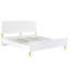 Lit Ek avec blanc ultrabrillant - aucun sommier nécessaire, entièrement en kd, ondulé, 39 lattes, 4 pieds en métal, capacité de charge de 660 lb. Finition du motif requise, poids