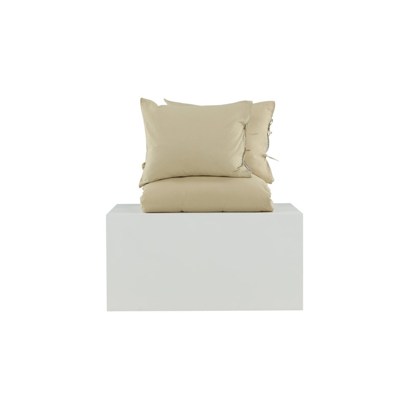 Kulick Cotton Solid Colour Duvet Cover with Pillowcases, Beige, 240 x 220 cm