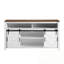 Buffet avec porte de grange coulissante, panneaux en filet et rangement ouvert-53315181