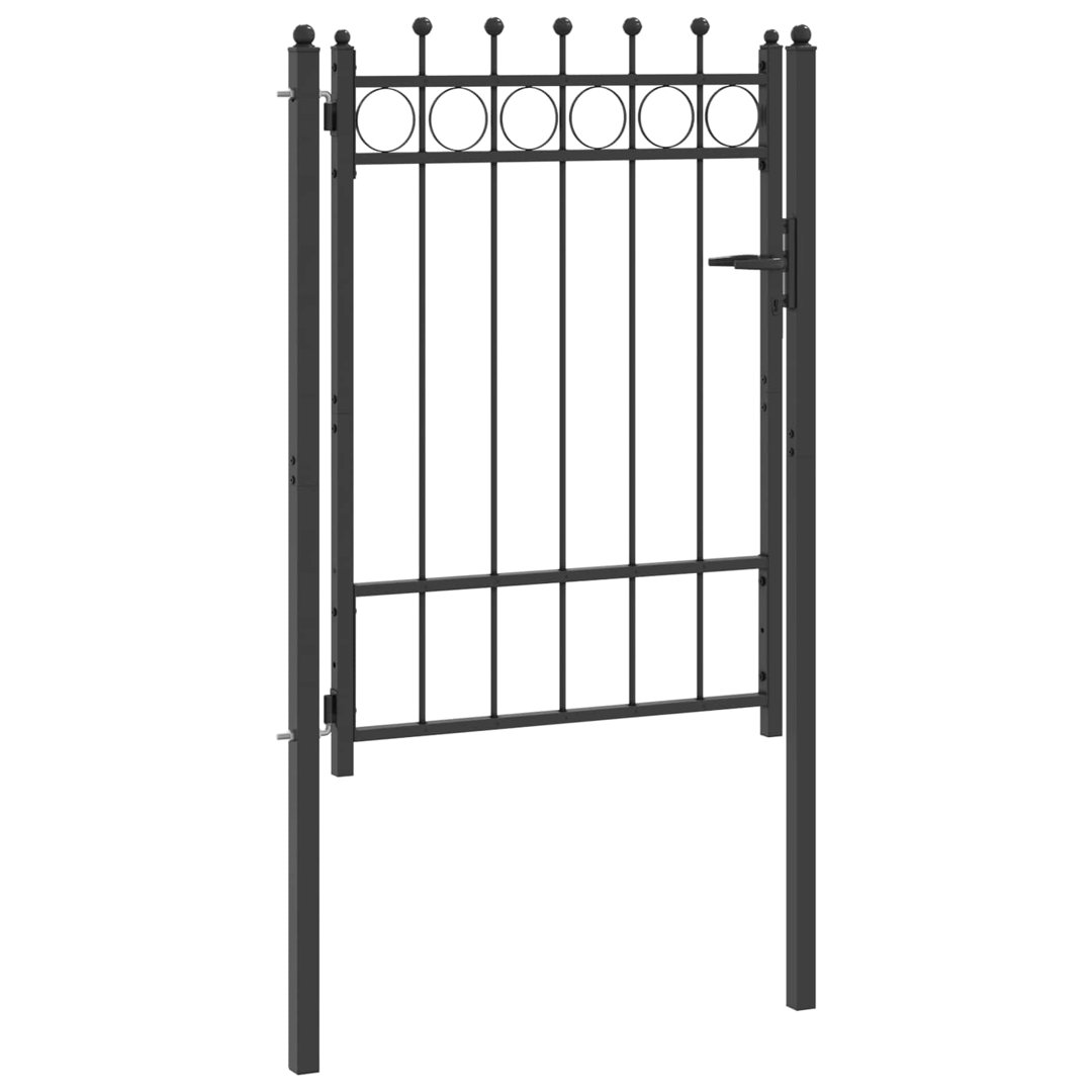 Vidaxl Fence Gate HORST Black Metal Modern Outdoor Barrier Security Entry