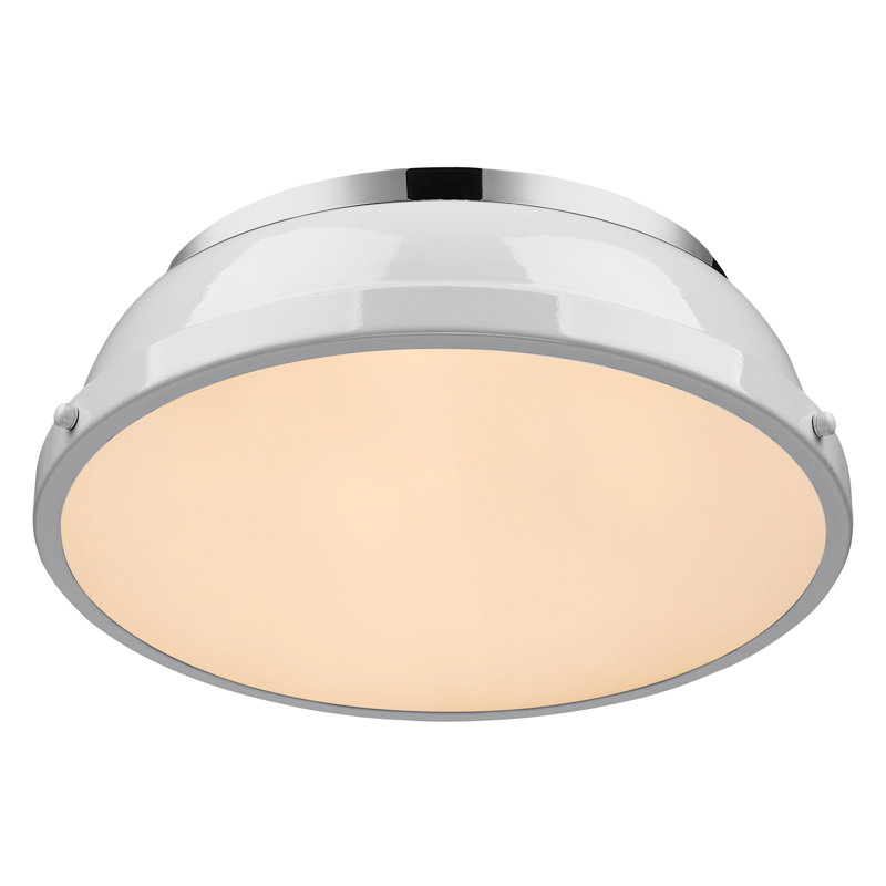 Calico Steel Flush Mount, White, Chrome