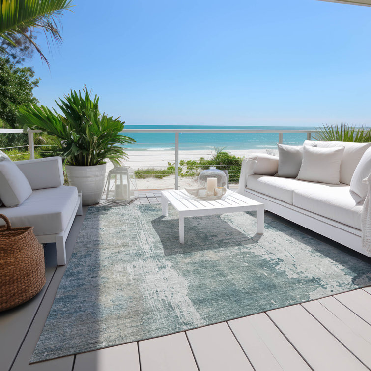 Machine Washable Indoor/Outdoor Claudian ACN1649 Turquoise Rug