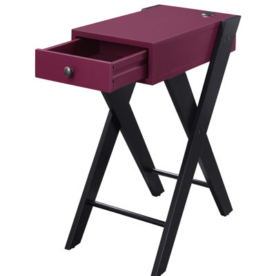 Table d'appoint bourgogne et noire avec ports à tiroirs au design élégant