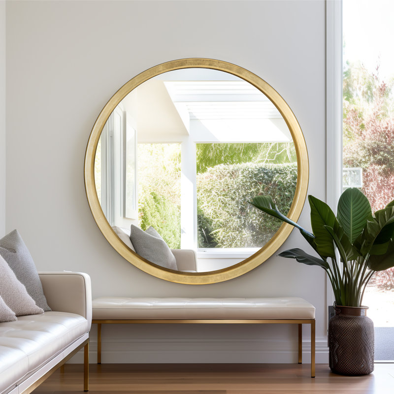 Modern Glam Round Circle Wall Mirror, 47" H x 47" W x 3.3" D