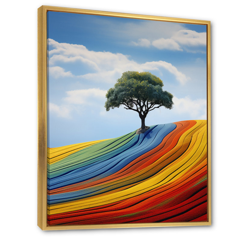 Paysage symphonique chromatique I - reproduction sur toile, H 44 po x l 34 po x P 1,5 po, Cadre flottant doré