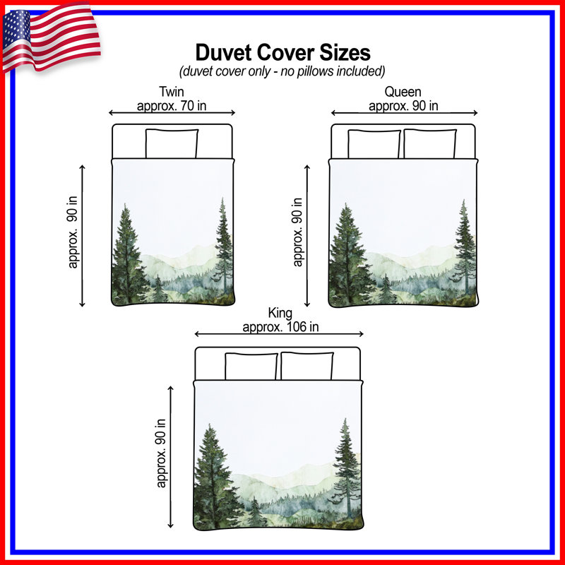 Mountain Forest Landscape Duvet Covers, Queen