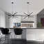 Zhanjing5 LED Modern Chandelier Sputnik Black Linear Kitchen Island Light Remote Dimmable-865485457-870418184