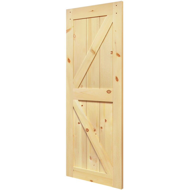Porte de grange à panneaux en bois sans finition sans trousse de quincaillerie d'installation, H 84 po x l 24 po x P 1,38 po