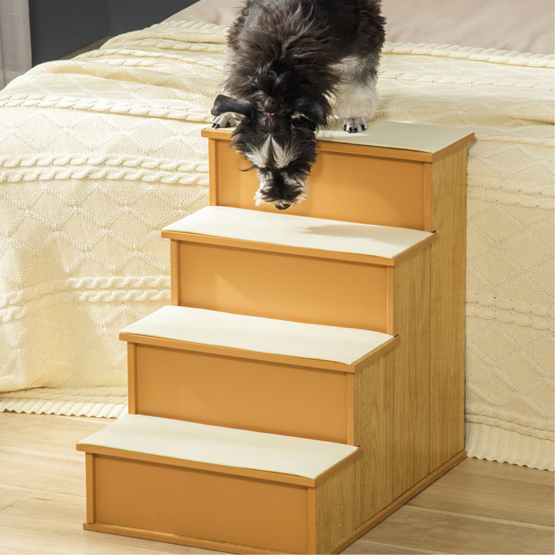 Rampe d'accès pour petit animal de compagnie, jusqu'à 22 lb, naturel avec marchepied rembourré lavable pour les problèmes de mobilité