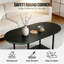Table basse de style Mid-Century moderne avec tablette de rangement, table de cocktail ovale à 2 niveaux pour les petits espaces, table de salon de style campagnard avec plateau en bois robuste et structure en métal