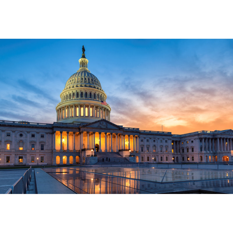 US Capitol Building At Sunset - Wrapped Canvas Print, 30cm H x 46cm W