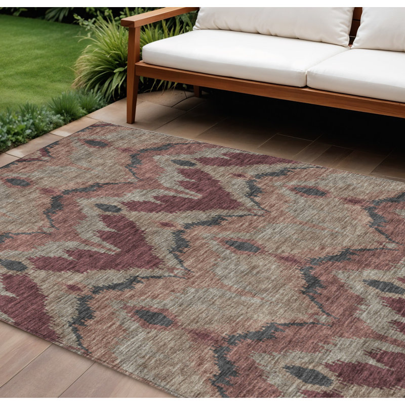 Tapis beige lavable intérieur / extérieur 8 pi x 10 pi Ikat