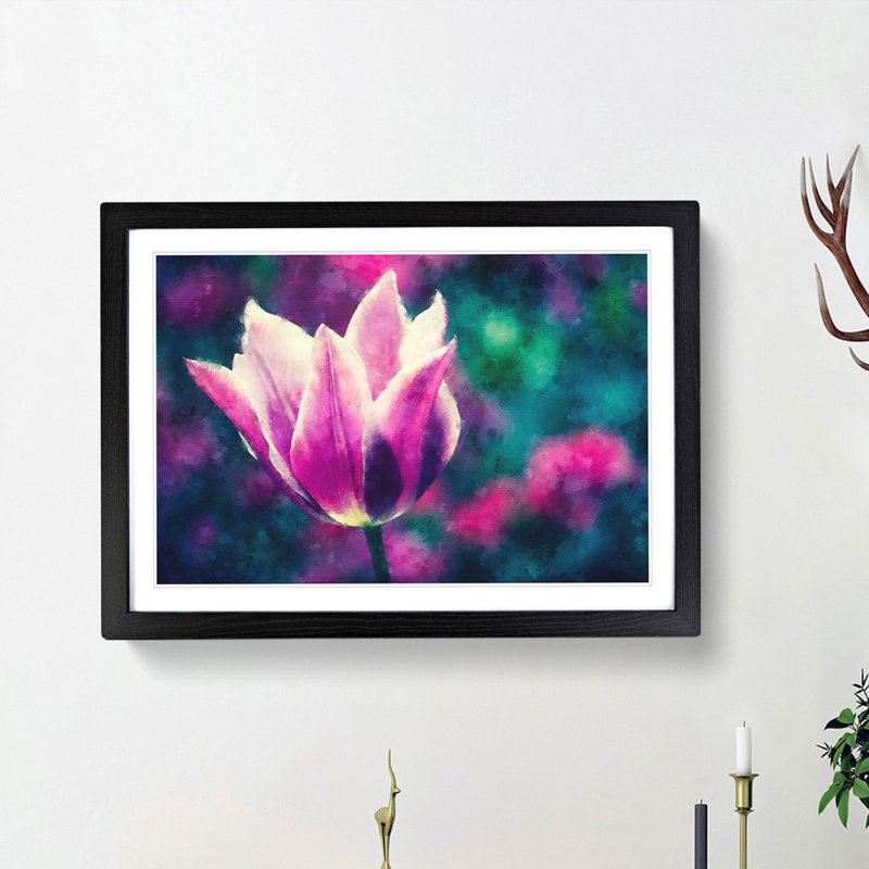 Purple Tulip Flower - Framed Print, 62cm H x 87cm W x 2cm D, Black Framed