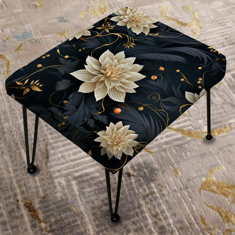 Beige et bleu méditation délicieuse fleurs - repose-pieds rectangulaire botanique