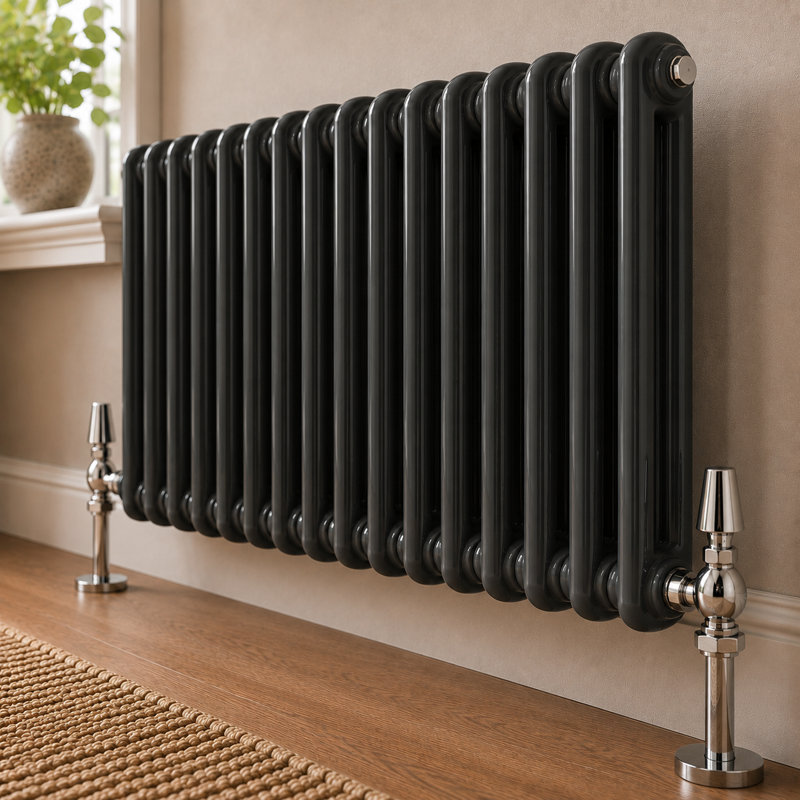 Uxbridge Horizontal Traditional Colosseum Radiator, 600mm H x 1190mm W x 70mm D, Anthracite