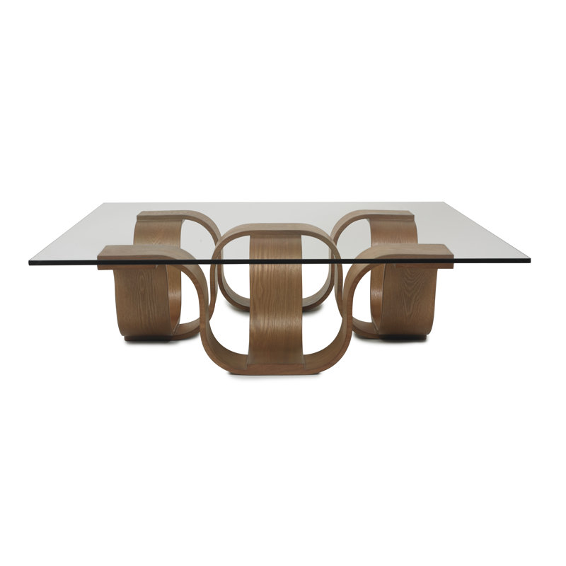 Square Cocktail Table, 12" H x 54" L x 54" W, Medium Brown