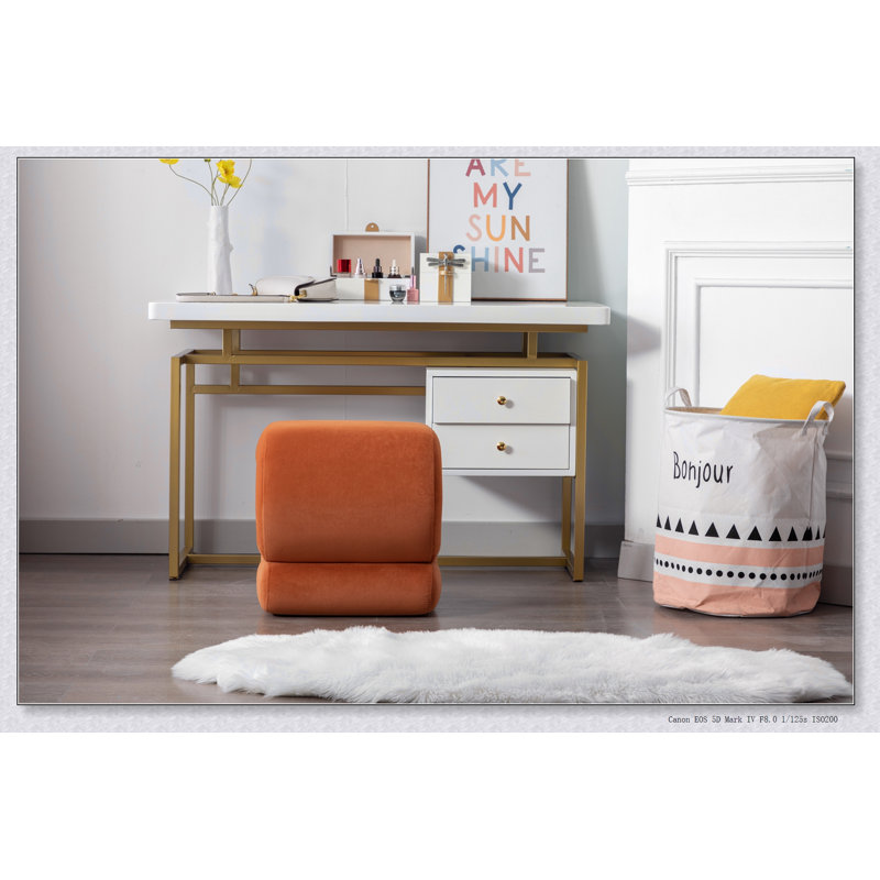 S-Shape Teddy Fabric Ottoman Makeup Stool Footstool, Soft And Comfortable, Perfect For Modern Home Decor And Versatile Use.