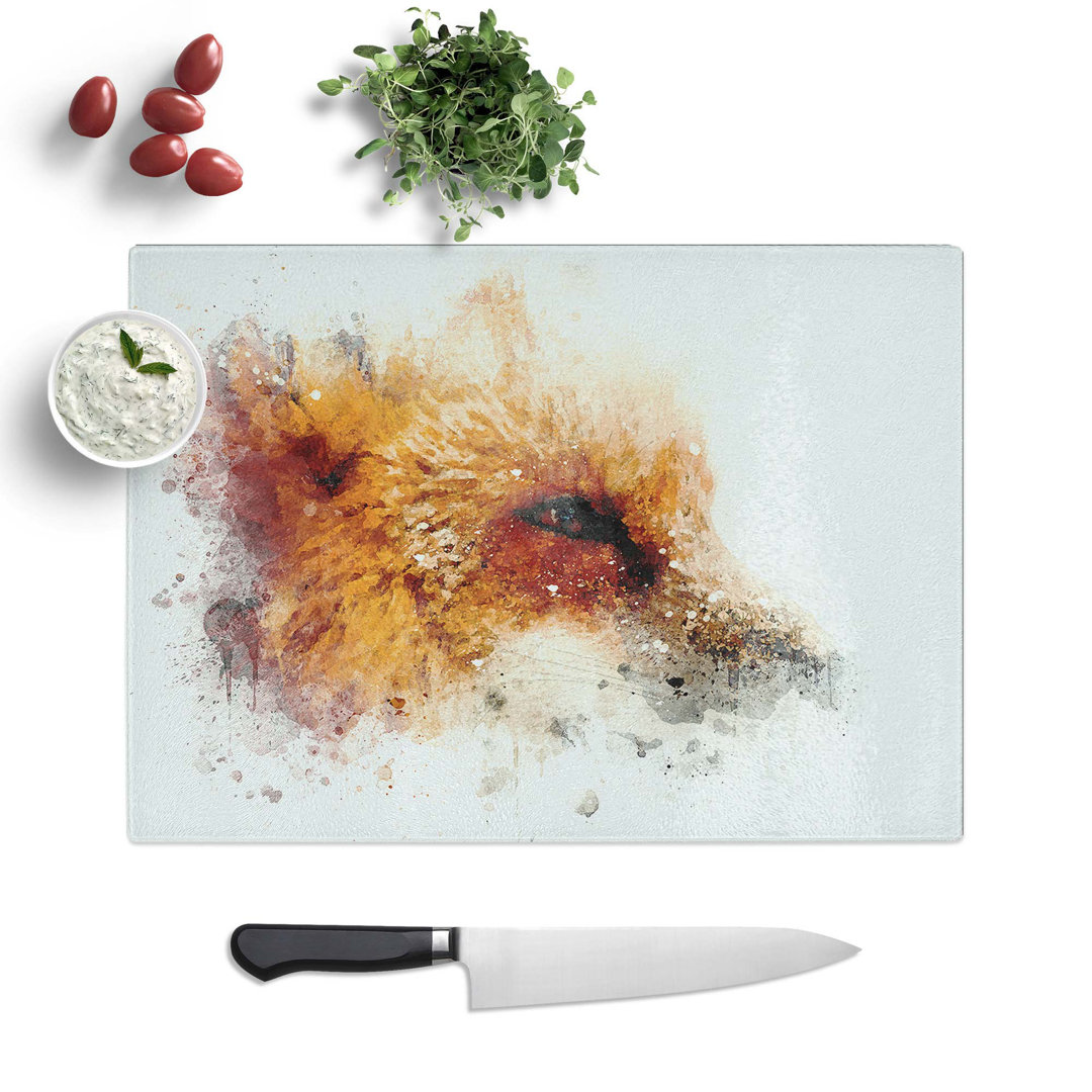 Tempered Glass Profile of a Fox Chopping Board