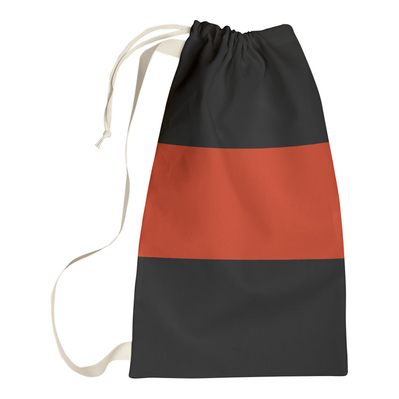 Fabric Laundry Bag with Handles, 36" H x 28" W x 1.5" D, Black/Candy Red/Black