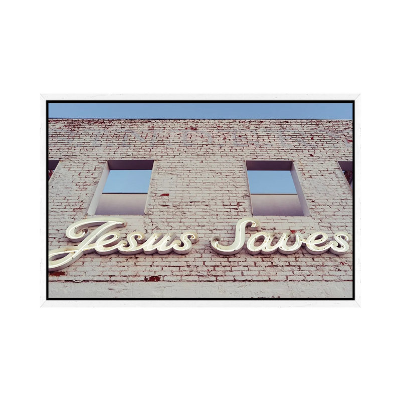 Jesus Saves by Bethany Young - Print on Canvas, 45.72cm H x 66.04cm W x 3.81cm D, White Framed