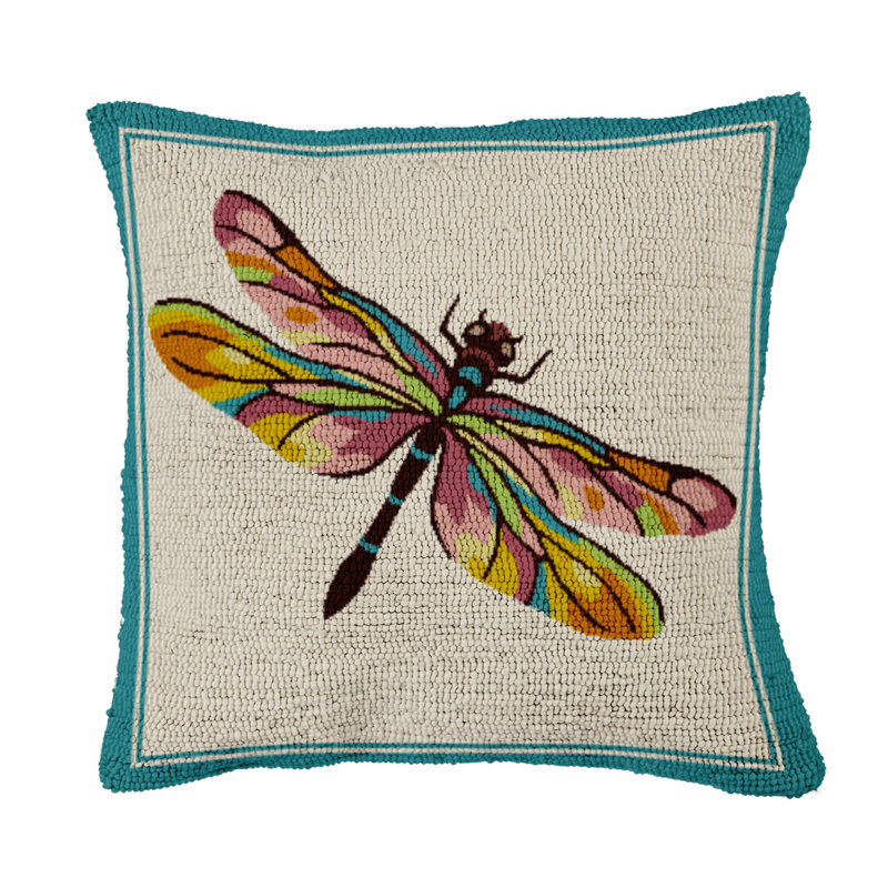 Coussin intérieur / extérieur en forme de libellule 18 po x 18 po