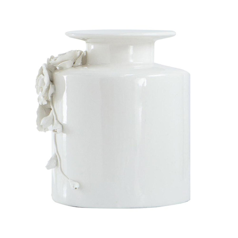 Vase de table en céramique blanc cassé, H 8,8 po x l 7,9 po x P 7,3 po