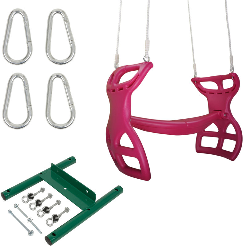 Plastic Two Person Glider with Chains and Hooks, Pink