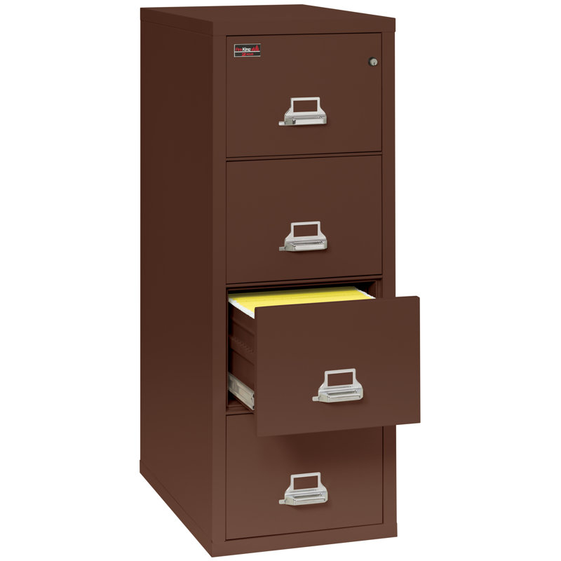 4 - Drawer File Cabinet, Brown, Key Lock