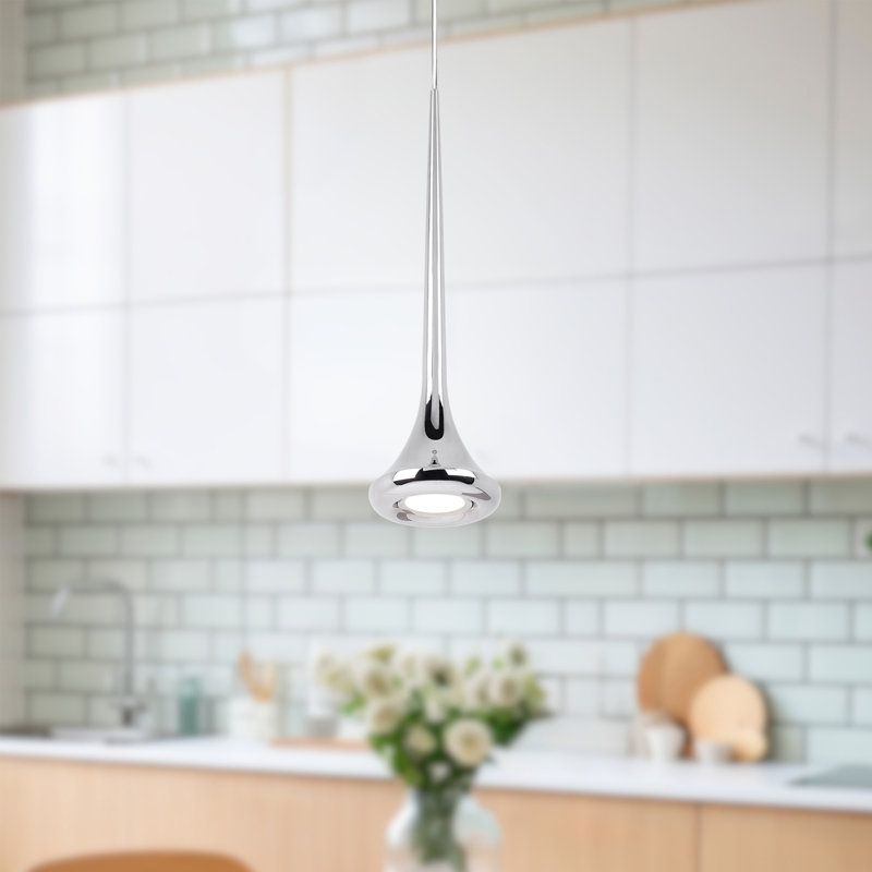 1 - Light Single Cone LED Pendant, Chrome