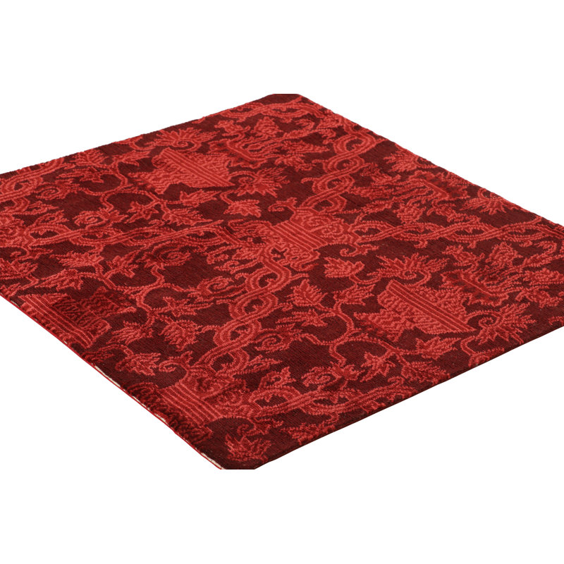 Rug & Kilim’S European Style Rug In Burgundy With Floral Patterns, Retangle 37' x 40'