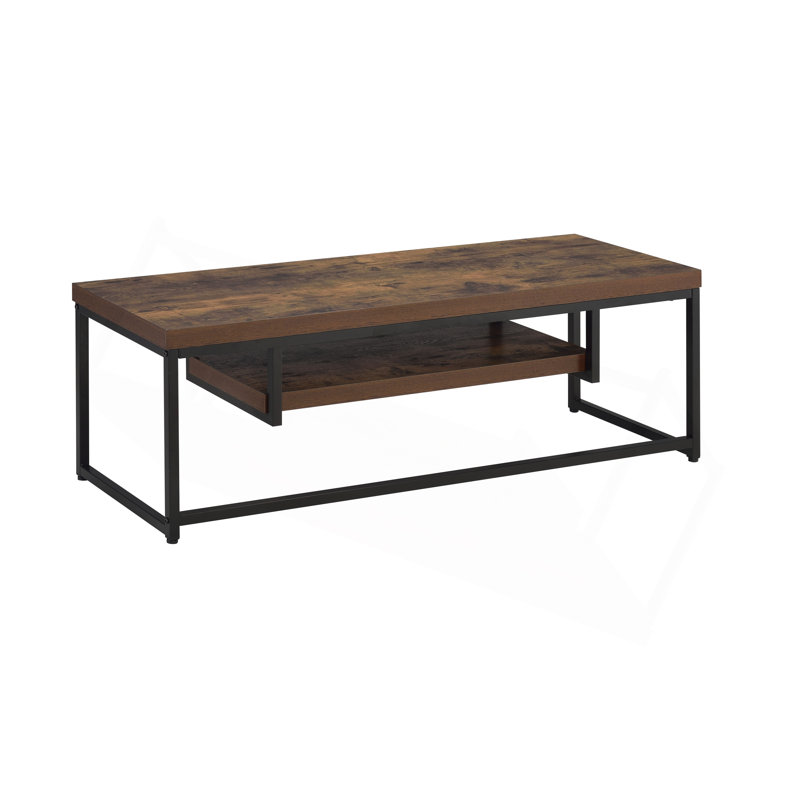 Bob Weathered Oak & Black Metal Finish TV Stand, 16"H x 47"L x 16"W