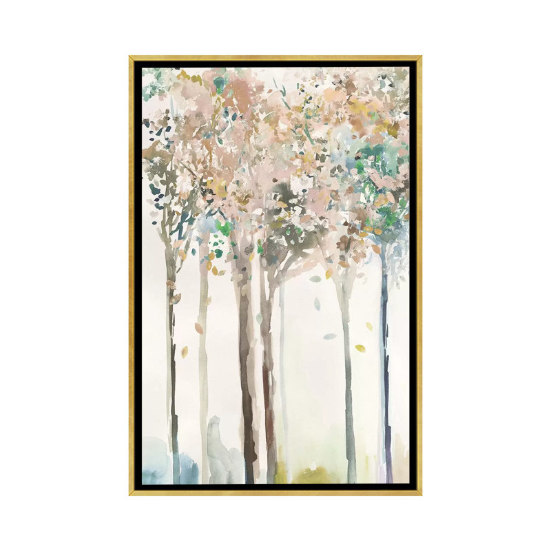 "Golden Trees II" par Allison Pearce, reproduction d’art, Toile encadrée d'or, H 26 po x l 18 po x 1,5 po, Pas de tapis