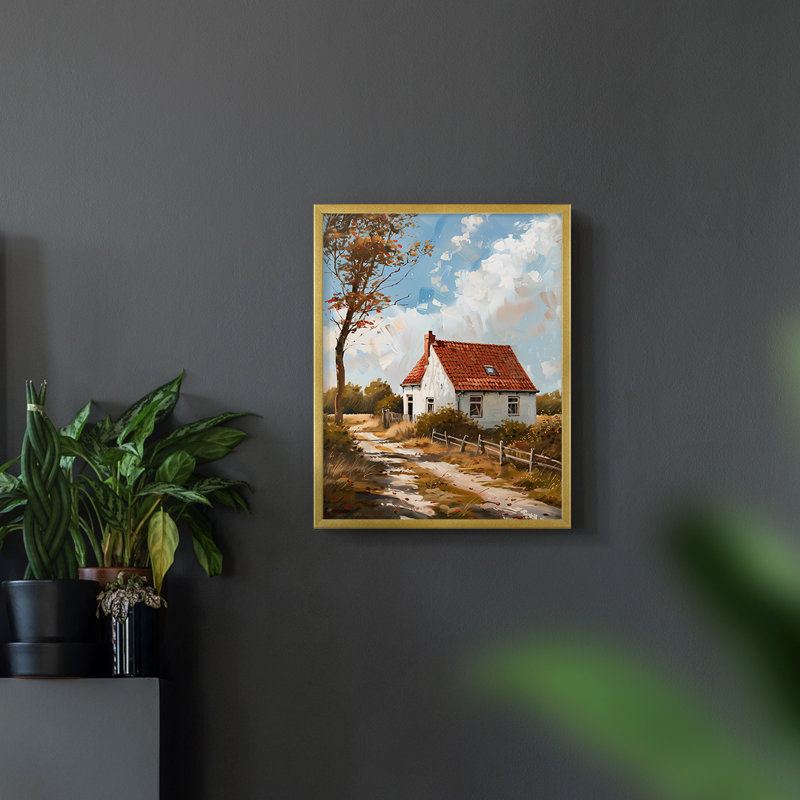 Paysages série CVII - reproduction encadrée de qualité supérieure - prête à être accrochée - aucun clou requis, Doré