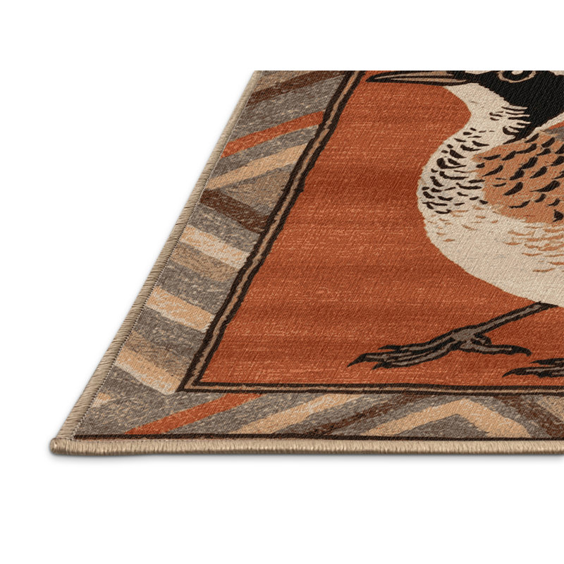 Washable Rufous bellied Thrush Birds Area Rug, Rectangle 3' x 5'