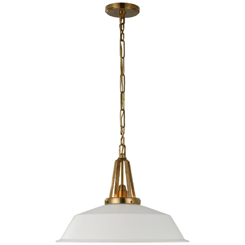Chapman & Myers Layton Pendant, Antique Burnished Brass, Matte White, 87.88" H x 20" W x 20" D